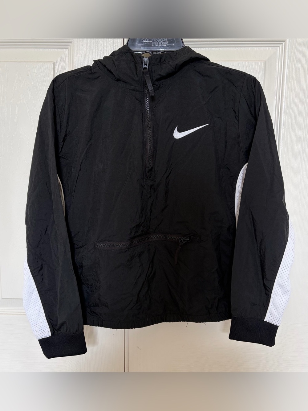 Nike Black Windbreaker Jacket with White Accents